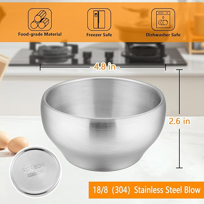 LIANYU Stainless Steel Kids Bowls of 3, 12oz Toddler Baby Metal Bowls Set, Heavy Duty & Double-Walled, Multipurpose for Feeding Cereal, Soup, Snacks, Dishwasher Safe