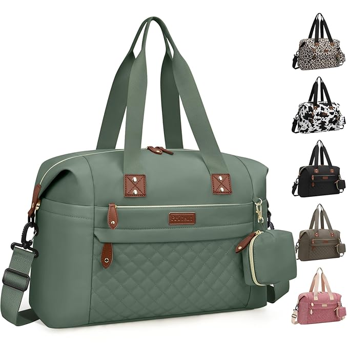 Pritent Diaper Bag Tote - Diaper Baby Bags with Pacifier Case, Shoulder Straps, Stroller Clips, Waterproof Large Mommy Maternity Travel Baby Bag for Mom and Dad, Green, Medium