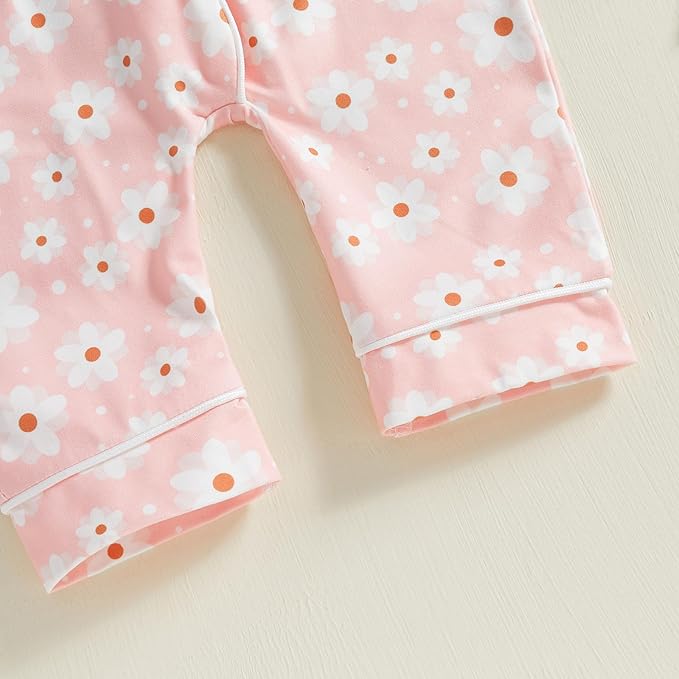 Balaflyie Baby Girl Button Down Pajamas Romper One-Piece Jumpsuit Long Sleeve Sleeper Infant Sleepwear