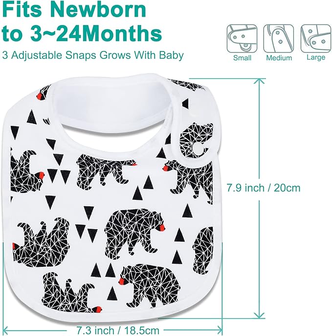 Baby Bibs Soft and Absorbent Organic Cotton Bandana Drool Bibs Set for Boys Girls Newborn 0-36 Months