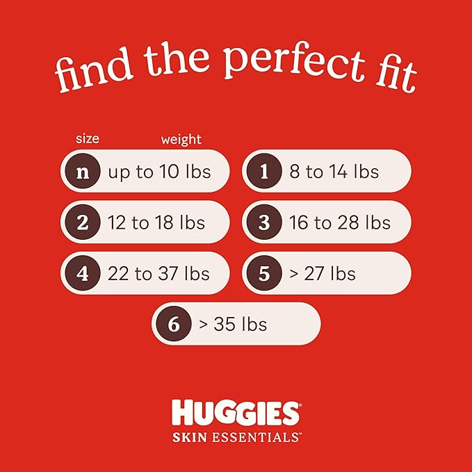 Huggies Size Newborn Diapers, Skin Essentials Baby Diapers, Size Newborn (6-9 lbs), 76 Count, Packaging May Vary