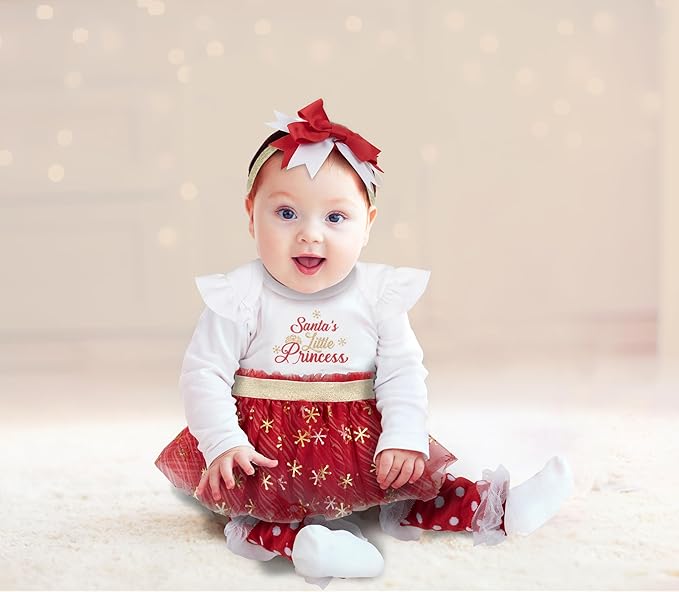 Baby Girl Holiday Outfit 4-Piece Set – Long Sleeve Bodysuit, Pants, Tutu Skirt & Headband – Halloween, Thanksgiving