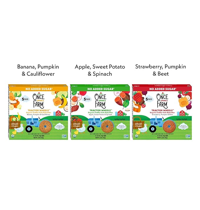 Once Upon a Farm Organic Baby & Toddler Snack Sampler, Puffs, Coconut Melts, Tractor Wheels, Made with Real Fruit & Veggies, No Added Sugar, Non-GMO, 9 Count