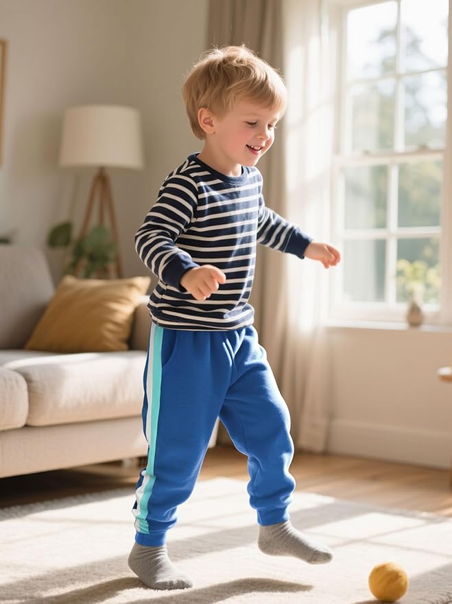 4 Pack Toddler Boys Sweatpants Cotton Baby Kids Joggers Toddler Boys Girls Sweatpants with Pocket Drawstring
