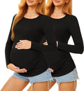 Maternity Shirts Long Sleeve Pregnancy Top for Women with Crew Neck Casual Tee Shirts