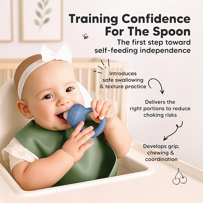 KeaBabies Baby Fruit Feeder 2pk - Silicone Baby Food Feeder for Babies 6-12 Months, Breast Milk Popsicle for Teething, Weaning, Freeze Frozen Solid Food, BPA-Free Infant Feeding Essential (Maritime)