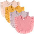 4 PACK Solid Muslin Baby Drool Bibs Set for Unisex Boys Girls Cotton Adjustable Teething Feeding Drooling Bibs