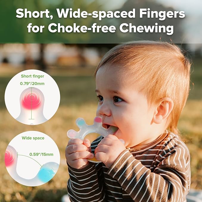 Haakaa Dinky Digits Palm Teether, Baby Teething Toys, Food Grade Silicone Teethers for Babies 0-6 Months/6-12 Months, BPA Free Teething Relief Baby Chew Toys