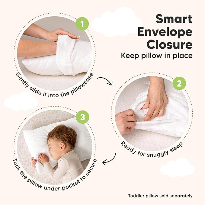 KeaBabies Muslin Toddler Pillowcase 13x18 Only – 2-Pack Organic Cotton Muslin Pillow Case for Kids, Girls, Boys, Small Travel Size Cover, Soft & Breathable Toddler Pillow Sold Separately (Flora Vale)