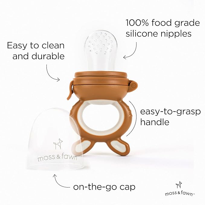 Moss and Fawn Forage Feeder - Soothing Silicone Frozen Breast Milk Popsicle & Baby Food Teething Toy, Pacifier, Fruit Feeder, & Teether - BPA, PVC & Phthalate-Free - Foliage