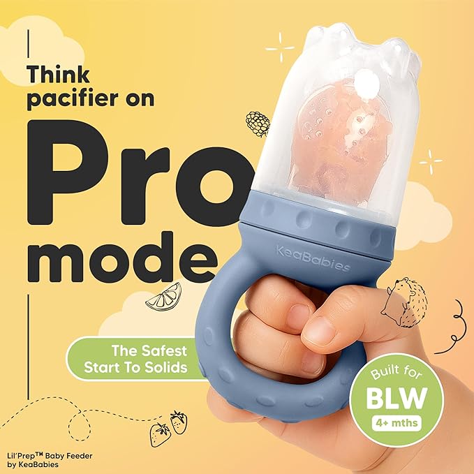 KeaBabies Baby Fruit Feeder 2pk - Silicone Baby Food Feeder for Babies 6-12 Months, Breast Milk Popsicle for Teething, Weaning, Freeze Frozen Solid Food, BPA-Free Infant Feeding Essential (Slate)