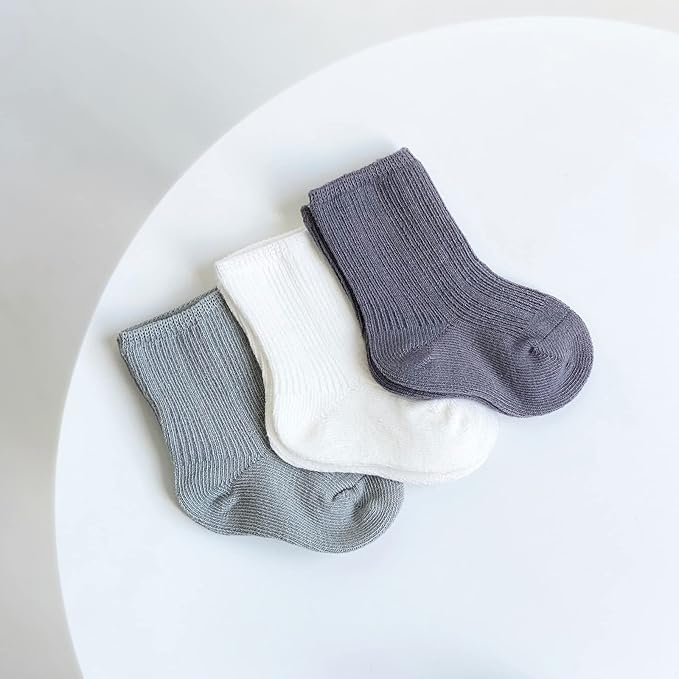 Toddler Socks Unisex Baby Baby Crew Cotton Cuff Socks for Infant Girls Stocking Stuffer for Kids 0-36 Months
