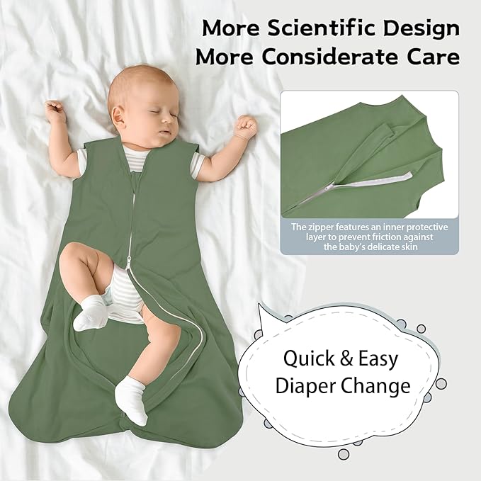 Baby Sleep Sack 6-12 Months,100% Cotton TOG 0.5 Wearable Blanket for Boys and Girls, 3 Pack 2-Way Zipper Lightweight Sleeping Bags for Toddler Newborn Infant