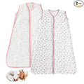 Baby Sleep Sack 18-24 Months 2 Pack, 100% Cotton Toddler Sleeping Bag, 2-Way Zipper Wearable Blanket for Baby Girl, X-Large, 0.5 TOG, Pink Star & Bloom