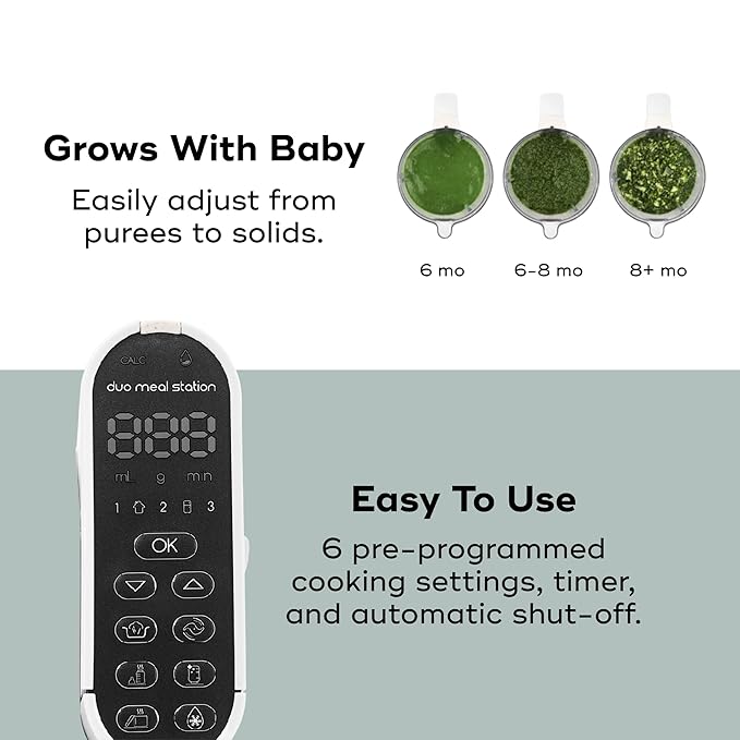 Babymoov Duo Meal Station Grey: Multi-Speed Baby Food Maker Steamer and Puree Blender, Baby Food Processor that warms & defrosts (Nutritionist Approved)