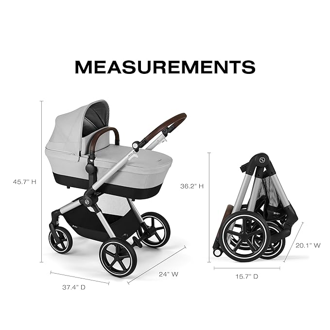 Cybex EOS 2-in-1 Stroller - Bassinet Stroller Converts to Toddler Stroller with One-Hand Recline - Bassinet and Toddler Seat Included, Reversible & Travel System Ready, Lava Grey