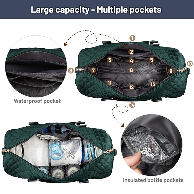 LOVEVOOK Diaper Bag Tote with Pacifier Case and Changing Pad, Large Capacity Mommy Bag for Hospital and Weekender Travel, Functional Baby Bag Newborn Baby Essential