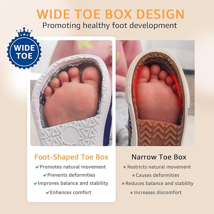 Toddler Wide Toe Box Barefoot Shoes Boys Girls Zero Drop,Baby First Walking Shoes Glitter Little Kids Sneakers Non-Slip Preschool Running Tennis Canvas Casual Preschool Outdoor Activities