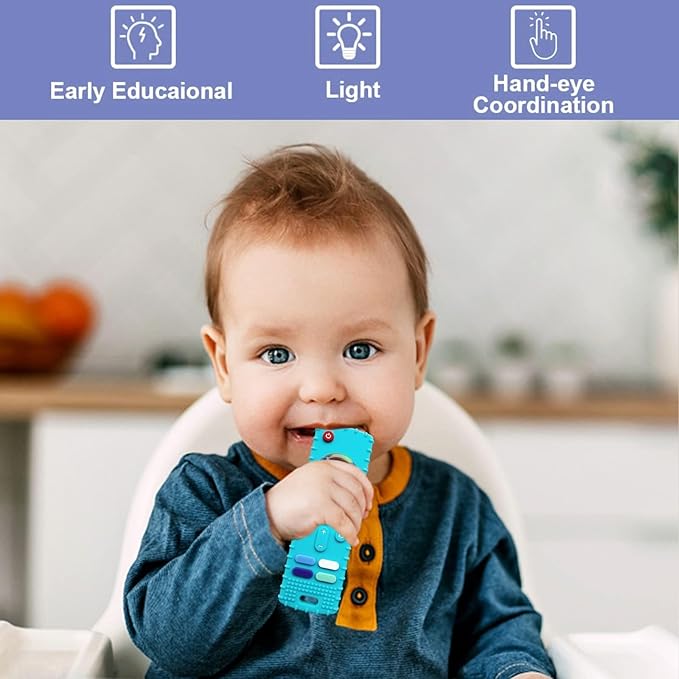 2-Pack Silicone Baby Teething Toys, Silicone Teethers for Babies, Remote Control Shape Teething Toys, Chew Toys for Boys and Girls Teether Early Educational Sensory Toy