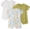 3-Pack 100% Cotton Baby Boy Rompers,0-24Months Short Sleeve Toddler Romper,Breathable Spring/Summer Clothes