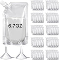 Meanplan 100 Pcs Plastic Pouches Bulk Reusable Squeeze Pouches Clear Plastic Juice Leak Proof Bags with Funnel for Party Favors Supplies(6.7 oz,Inclined Mouth)