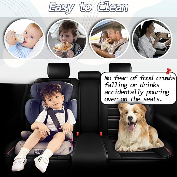 Car Seat Covers for Cadillac xt5 2017-2025 | 5-Seats Seat Covers, Waterproof Seat Protectors, Automotive Seat Covers (Full Set with Pillow,Black&Red Line)