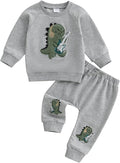 Nyapruwe Toddler Baby Boy Fall Outfit Funny Print Long Sleeve Sweatshirt Joggers Pants Set Kids Warm Winter Clothes