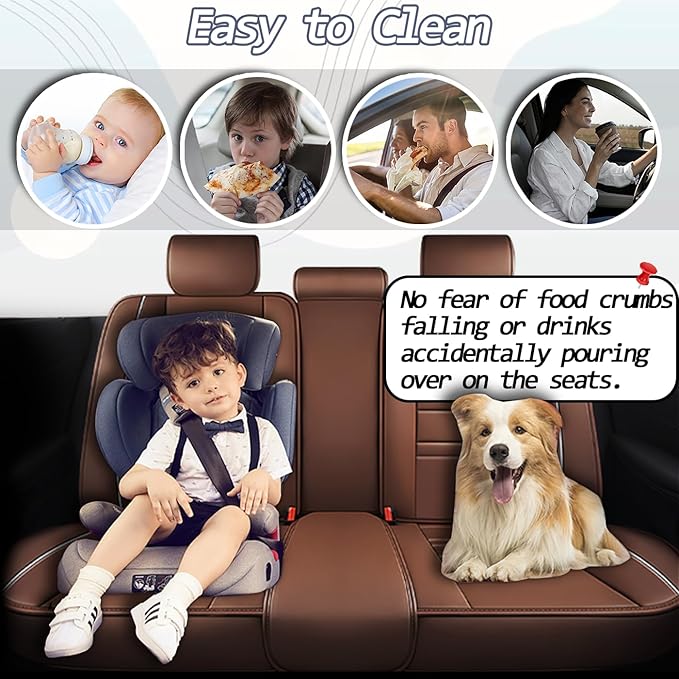 Car Seat Covers for Dodge Charger 2006-2023 | 5-Seats Seat Covers, Waterproof Seat Protectors, Automotive Seat Covers (Full Set with Pillow,Coffee)