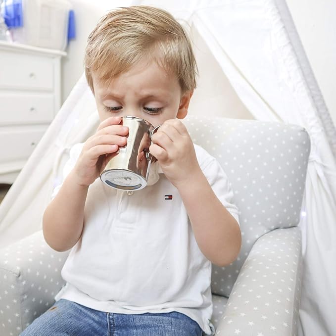Children's Stainless Steel Cups with Handles | Adorable Frog Design | Premium 304 (18/8) | Set of 2 | Perfect for Babies, Toddlers & Kids