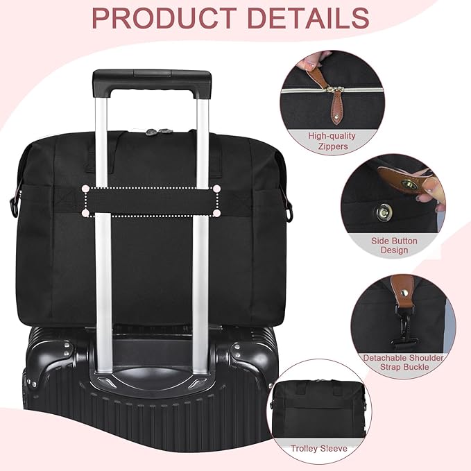 Pritent Diaper Bag Tote, Diaper Baby Bags with Pacifier Case, Shoulder Straps, Stroller Clips, Waterproof Large Mommy Maternity Travel Baby Tote for Mom and Dad, black