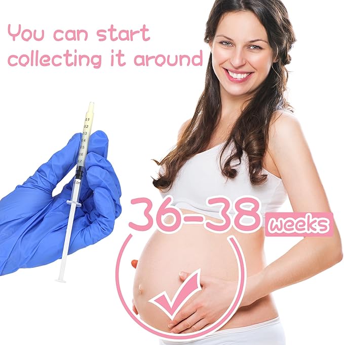 Trelaco Colostrum Collector Kit Include Sterile Sealed Breast Milk Syringes with Caps No Needle Colostrum Syringes Stickers 1 Measuring Cup Harvesting Collection for Breastmilk(100 Sets,1 ml)