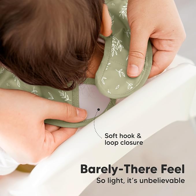 3-Pack Waterproof Baby Bibs for Eating - Lightweight Toddler Feeding Bibs with Large Food Catcher, Mess Proof, Food-Grade Baby Eating Essentials, Easy to Put On & Clean (Bloom)