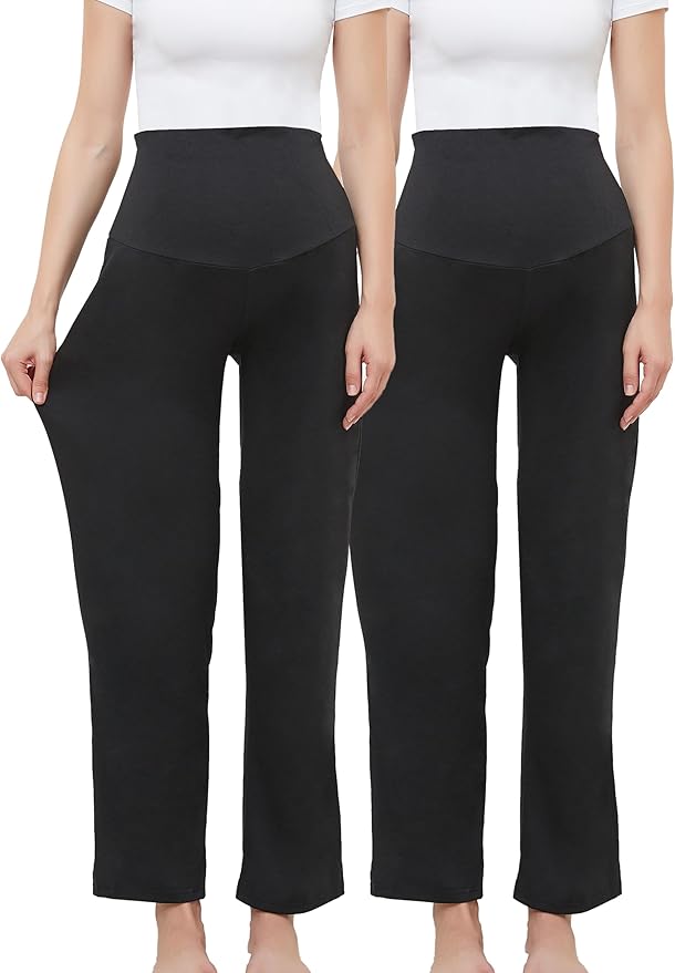 Women's Maternity Pants Casual Loose Wide/Straight Leg Comfy Palazzo Lounge Pant Pregnancy Versatile Trousers