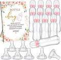 TrelaCo Floral Cool Baby Shower Games Bottle Chug Sign Wooden Floral Gift Sets Gender Reveal Party Favors and 12 Pcs Baby Bottle Shower Favor for Games Gender Reveal