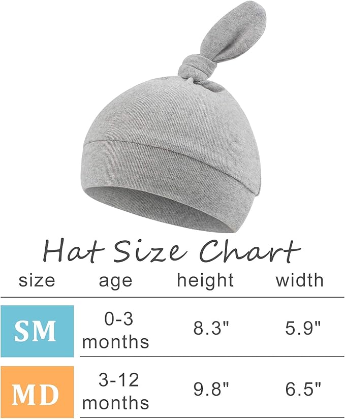 JANGANNSA Newborn Baby Hat Infant Baby Boys Beanie Top Knot Stretchy Hats for Girls 100% Organic Cotton