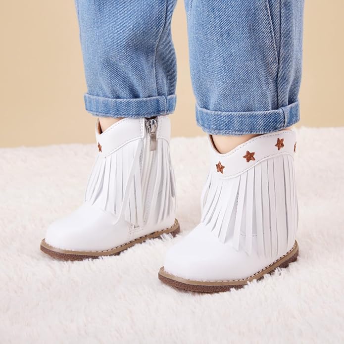 BMCiTYBM Baby Cowboy Cowgirl Boots Infant Western Shoes Boys Girls Round Toe Boots All Seasons 6-24 Months
