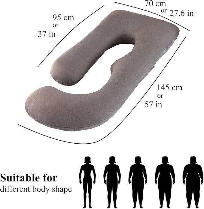 Pregnancy Pillow, Full Body Maternity Pillow 57 inch, with Removable Washable Cover - Sleep Support for Legs, Back, Neck, Shoulder, HIPS, Belly for Pregnent Women (Cooling Cover)