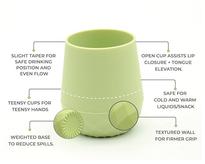 2 Pack Tiny Cup for 4+ Months | Silicone Baby Cups 6-12 Months, Infant Training Open Cup for Baby Led Weaning Supplies, 2oz (Mint Frappe)