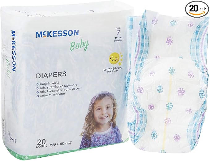 McKesson Baby Diaper Size 7, Over 41 lbs. BD-SZ7, 20 Ct