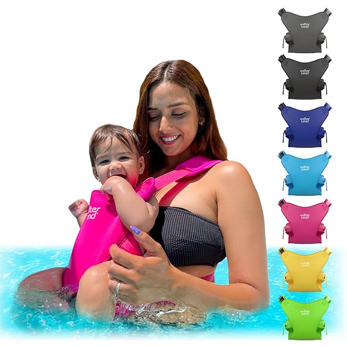 WaterLand Baby Carrier - Innovative Carrier You Can Use Both in Water & Land - Waterproof Infant Chest Holder with Adjustable Straps, Lightweight Toddler Harness for Pool & Beach (SuperPink)