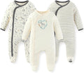 Unisex Baby Boy Girl Footies Rompers Cotton Long Sleeve 3 Pack Infant Jumpsuits 0-12Months Babies' Outfits