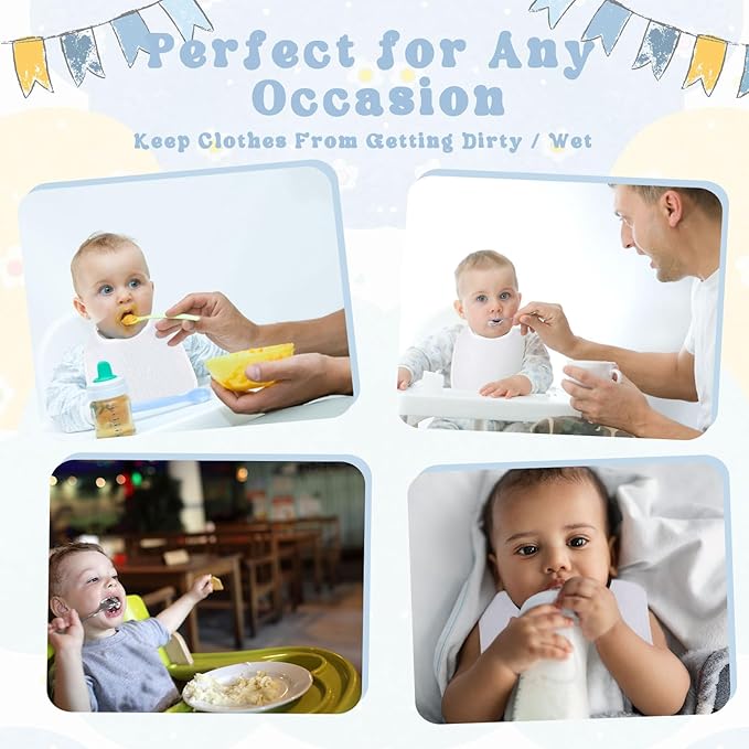 Toulite 40 Pcs White Bibs for Baby Washable Reusable Waterproof Cotton Feeder Bibs with Double Sided Design for Baby Shower Activity and Gifts