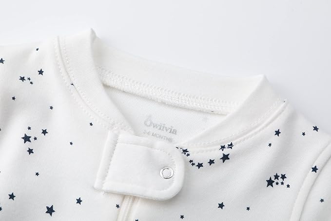 Owlivia Organic Cotton Baby Boy Girl Zip up Sleep 'N Play Pjs, Footless, Long Sleeve