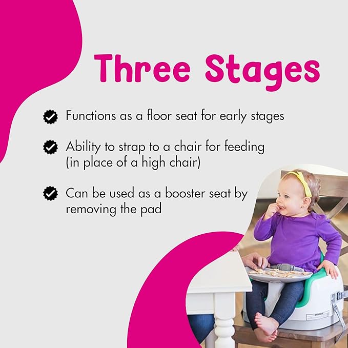 Bumbo 3-in-1 Multi-Seat for 6 to 36 Months, Travel Baby Feeding & Play Floor Seat, All-in-One Portable Booster with Tray & Toddler High Chair, Aqua