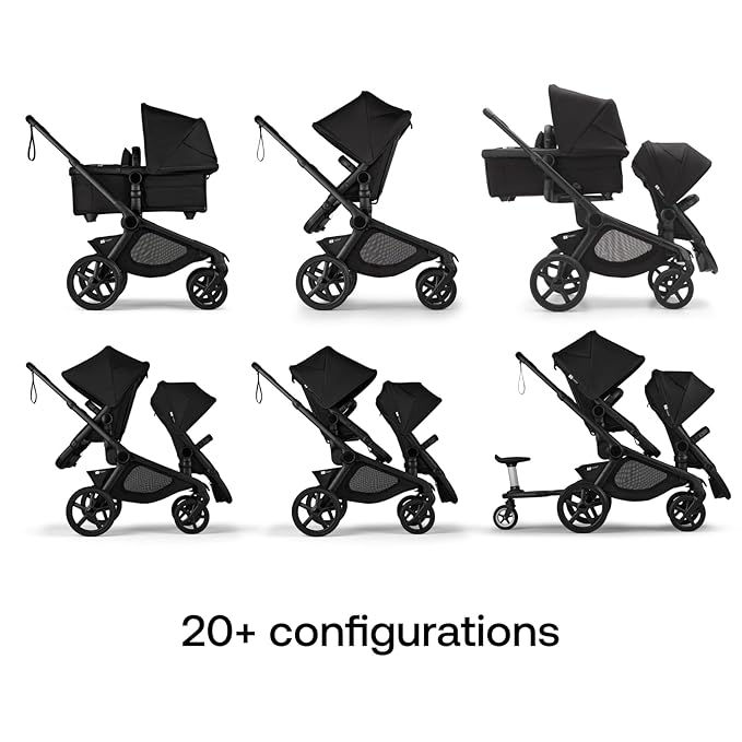 Bugaboo Kangaroo All-Terrain Single-to-Double Tandem Stroller for Infant and Toddler, for Up to Three Kids, XL Wheels, One-Hand Operation, Large Bassinet, XL Underseat Storage (Dark Cherry)