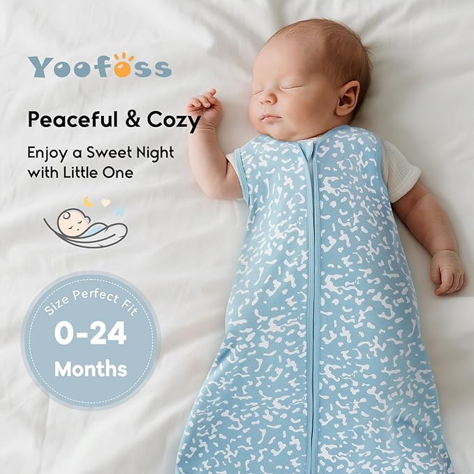 Yoofoss Baby Sleep Sack 12-18 Months 0.5 Tog Wearable Blanket for Baby, 3 Pack 100% Organic Cotton Infant Toddler Sleeping Sack 2-Way Zipper Lightweight Sleep Sack