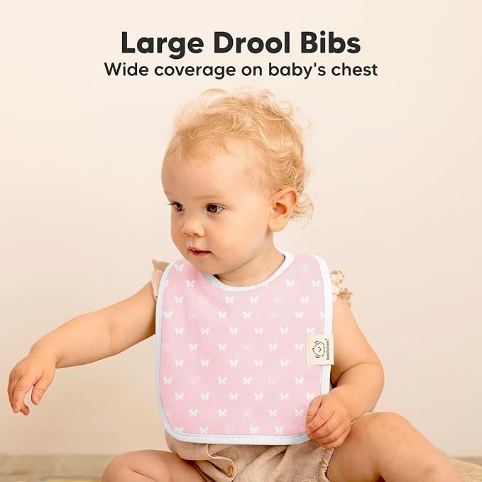 KeaBabies 8-Pack Organic Baby Bibs for Boys, Girls - Super Absorbent Cotton Drool Bibs for Baby Girl & Boy, Teething Toddler, Drooling Newborn, Ultra Soft & Machine Washable (Butterflies)