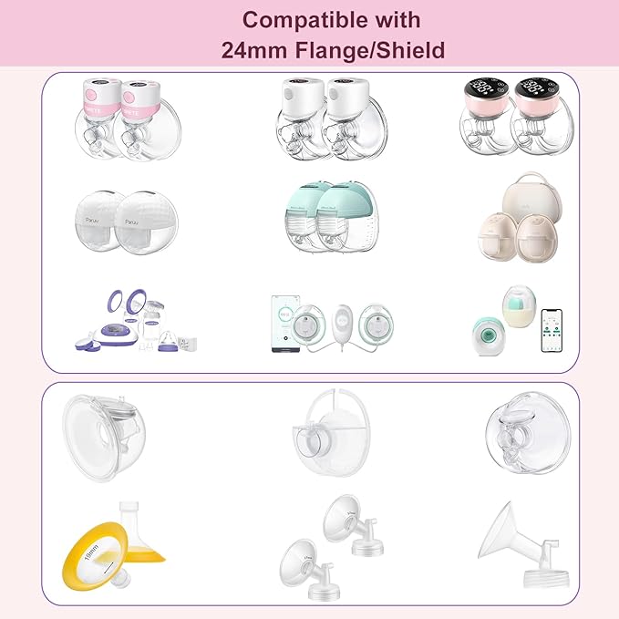 Flange Insert 13/15mm 8PCS Compatible with 24mm Flange/Shield of Most Pumps,Suitable for Momcozy/Medela/Spectra/TSRETE/Paruu Wearable Breast Pump,Reduce 24mm Tunnel Down to Correct Size,4pc/Size