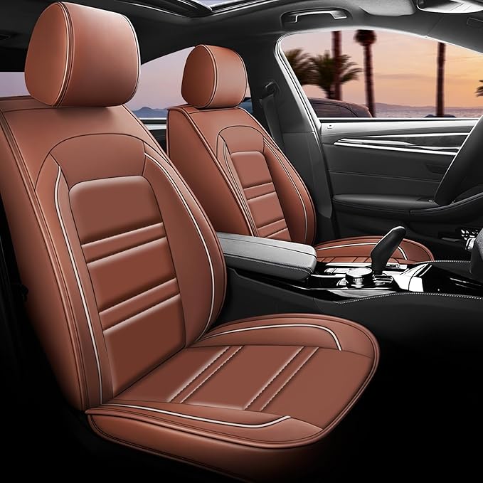 Seat Covers for Chrysler Car Sebring 2000-2010 | 5-Seats Leather Seat Covers, Easy to Install Automotive Seat Covers Full Set (Full Set, Coffee)