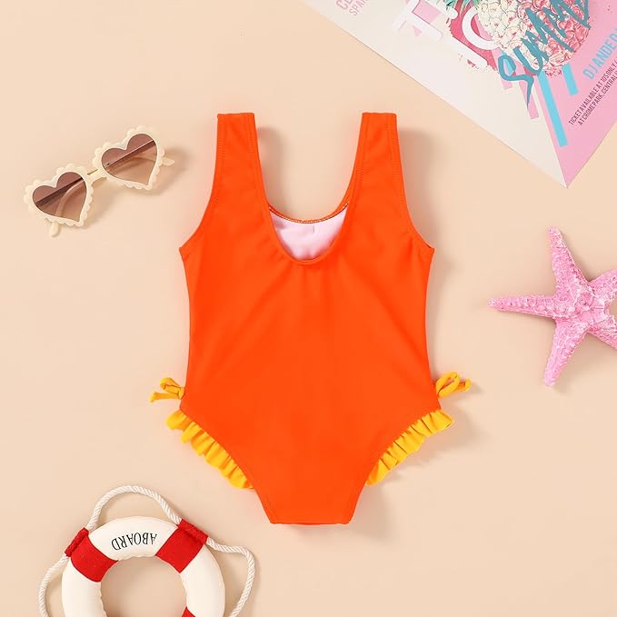 YOUNGER TREE Toddler Swimsuit Girl Cute Stripe One-Piece Ruffle Swimwear Baby Girl Bathing Suits with Bow